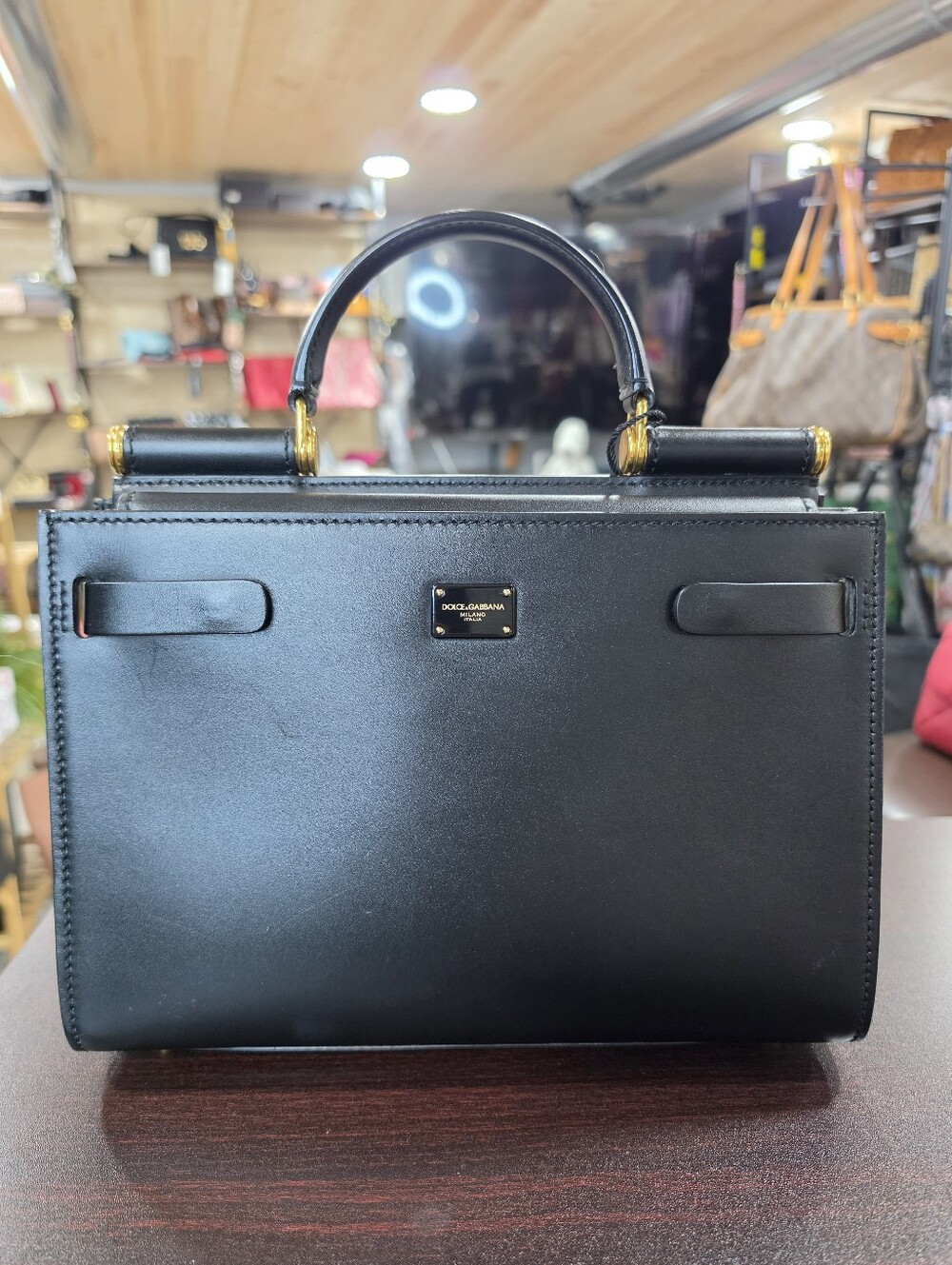 Dolce & Gabbana Sicily 62 With  Black Calfskin Leather Bag-NEW